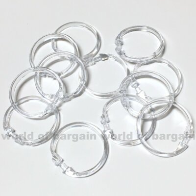 12 Shower Curtain Rings Easy Snap On Clear Plastic Bathroom Liner
