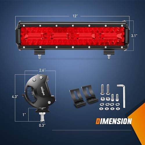  LED Light Bar 12 Inch 240W LED Pod Lights Triple Row Spot Flood Combo Red - Picture 3 of 7