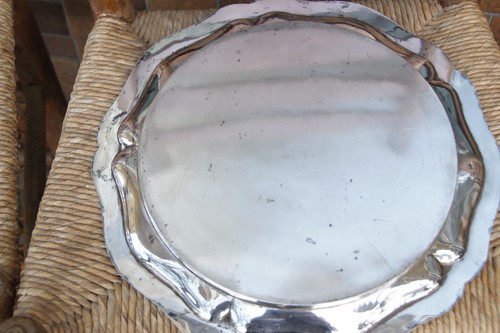 Silber Tablett, Silberschale mit Kristall, Silberteller, 835 Silber, 800 g - Bild 9 von 10