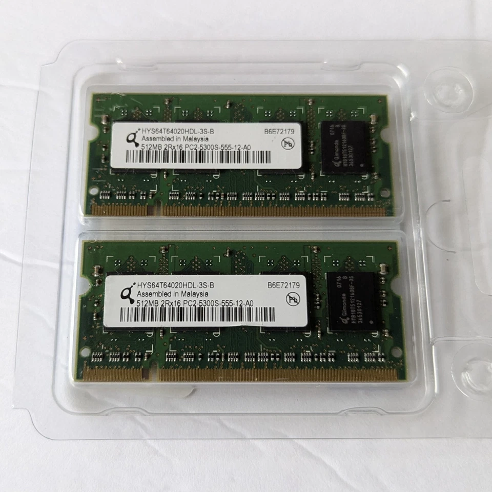 Set of 2 Qimonda HYS64T64020HDL-3S-B Laptop Memory 512MB PC2-5300S-555-12-A0 - Image 3 of 4