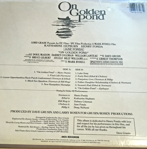 DAVE GRUSIN-ON GOLDEN POND Soundtrack~NEW SEALED 1982 MCA Vinyl LP~Hepburn~Fonda - Picture 3 of 4