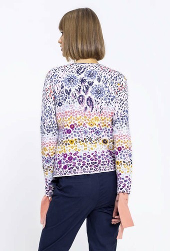 Ivko Chaqueta Cardigan Marino Azul Flores 192522 - Picture 3 of 5