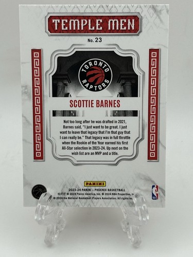 2023-24 Panini Phoenix Basketball #23 Scottie Barnes Temple Men Red Ice Raptors - Picture 2 of 2