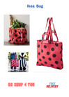 SKYNKE Carrier Bag, , 45x36 cm shopping, travel bag Red Black Spots light weight