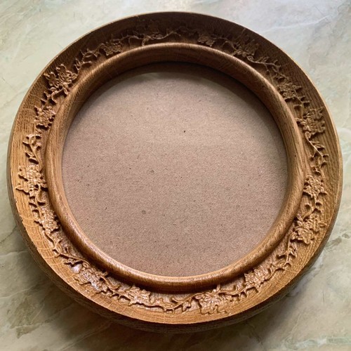 Round Photo Frame Wall Mounted Picture Home Decor Frame Solid Wood Сarved - Picture 8 of 12
