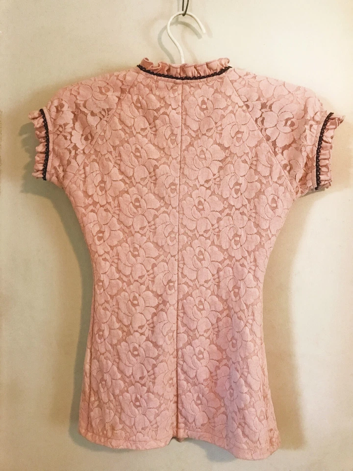 Wheels & Dollbaby Nude Pink Button up Lace Corset Top - image 3 of 4