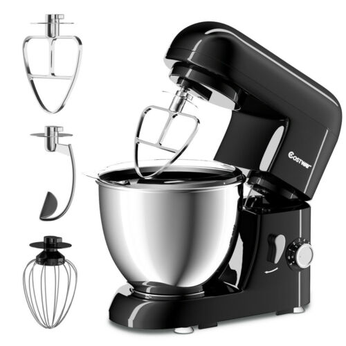 Goplus Electric Food Stand Mixer 6 Speed 4.3Qt 550W Tilt-Head Stainless Bowl
