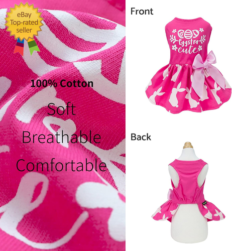 Eggstra Cute Dog Easter Outfit, Bunny Dog Dress, Holiday Dog Clothes for Small D - Picture 5 of 12