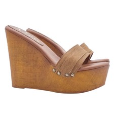 Zeppa marrone sandali scarpe donna con tacco 13 - Made in Italy - KZ3101 MARRONE