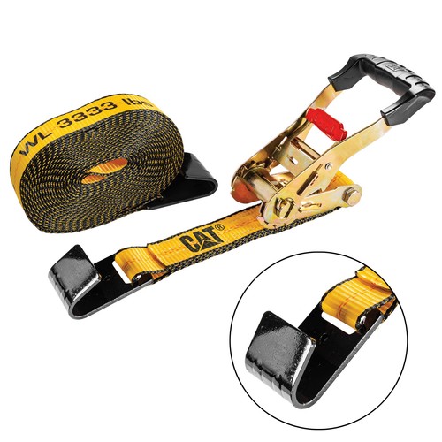 Cat 1 Piece 2 Inch x 27 Feet Heavy Duty Ratchet Tie Down with Flat Hook - Picture 1 of 4