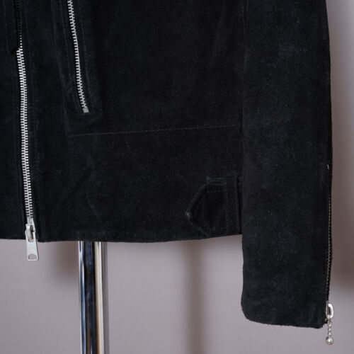 ALL SAINTS Suede Leather Jacket EXTRA LARGE Black Mens XL Biker Bomber Moto NASH - Picture 12 of 24