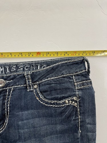 NICE !! Miss Chic Womens Jeans Size 15 Denim Bling JEWELS 34x31 - Picture 5 of 10