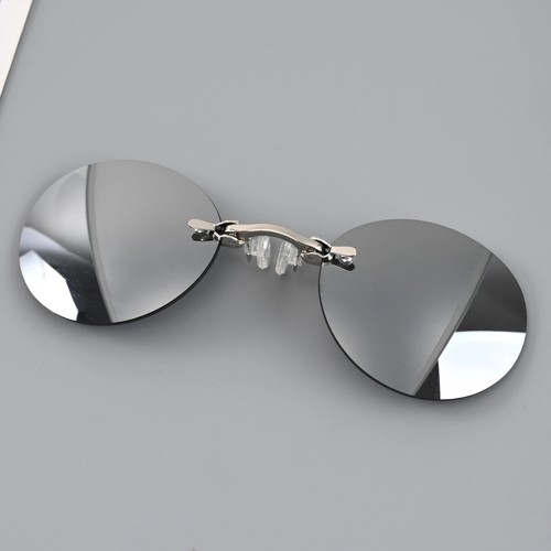 Clip On Nose Glasses Round Rimless Morpheus Sunglasses Mini Frameless Eyeglasses - Picture 4 of 14