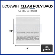 35 24x24 LARGE Self Seal Suffocation Warning Clear Poly Bags 1.5 mil Free Ship