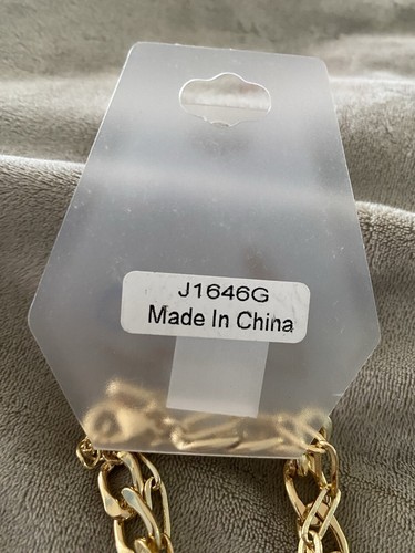 Double Stranded Paper Clip Chain Gold Tone Necklace New - Picture 4 of 4