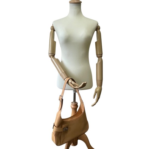 Auténtico bolso de hombro Salvatore Ferragamo Gancini Hobo cuero beige AQ-21 0170 - Imagen 3 de 23
