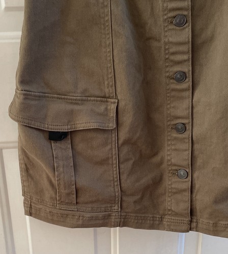 Divided H&M Olive Cotton Blend Denim Jumper Dress ButtonFrontSize Large Preowned - Picture 6 of 7