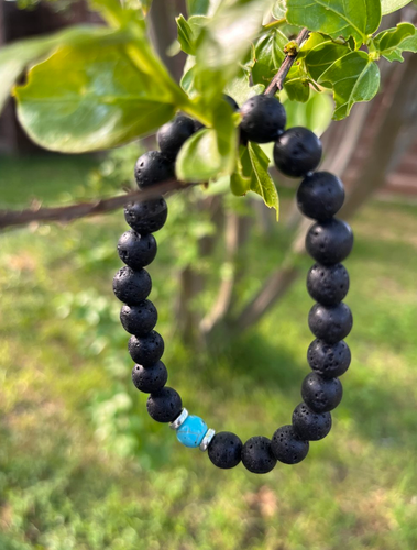 Volcanic Lava Stone & Turquoise Essential Oil Diffuser Aromatherapy Bracelet - Picture 2 of 6