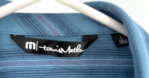 Travis Mathew Herren gestreiftes kurzes langes Hemd mit Knopfleiste Gr. L - Bild 2 von 5