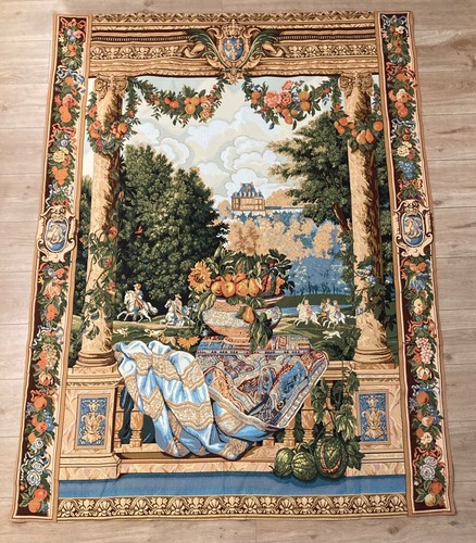 Verdure Aux Versailles Large Tapestry Wall Hanging Floral Arc View Castle 76x54" - Picture 2 of 10
