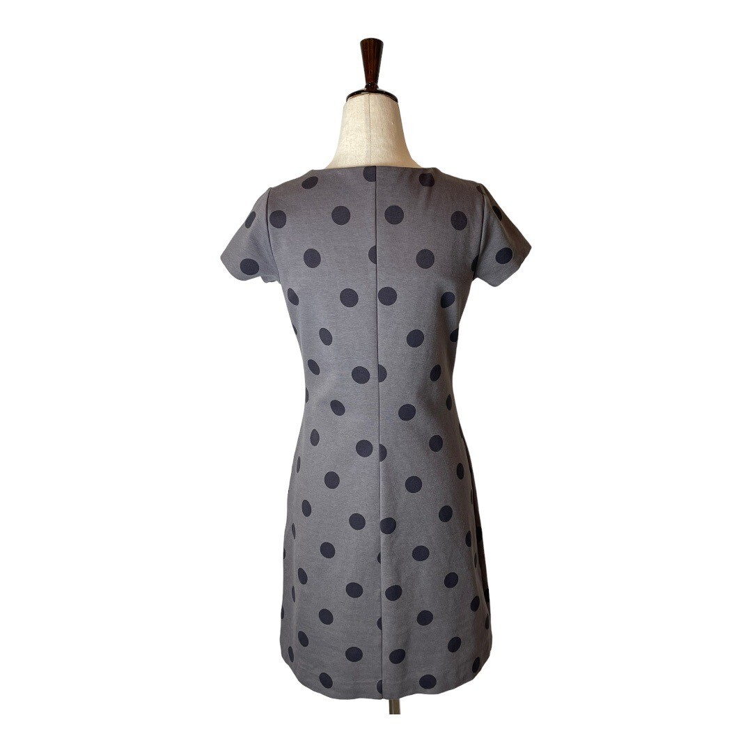 Boden Gray And Black Polka Dot Short Sleeve Mini … - image 2