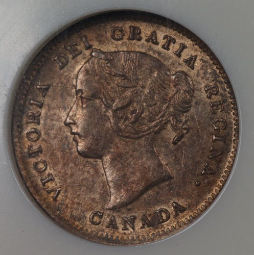 1899 5C CANADA 5 CENT SILVER VICTORIA HEAD NGC AU50 ABOUT UNC SLAB-112 - Picture 3 of 4