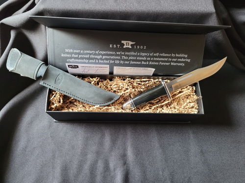 Buck 119 Special With Custom Bos Magnacut Blade Fancy Sheath Made In U.S.A. - Picture 2 of 12