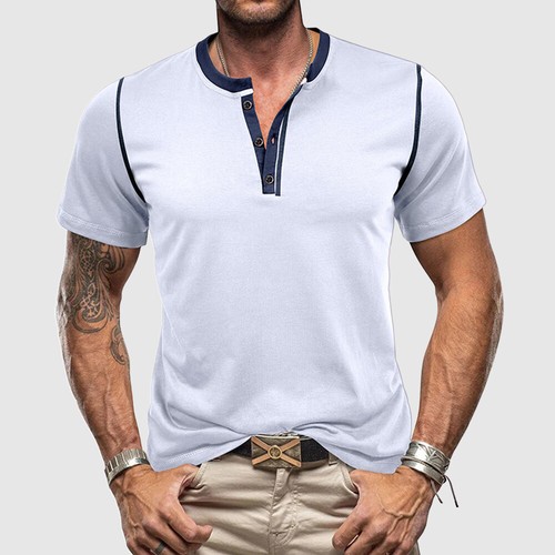 Mens Turn Down Collar Short Sleeve T shirts Summer Casual Blouse Tops Tees Work - Picture 26 of 48