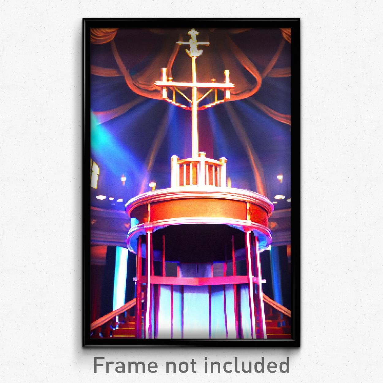 8 Bit Pixel Art Poster - Esteemed Pulpit Psychedelic Trippy Video Game Print