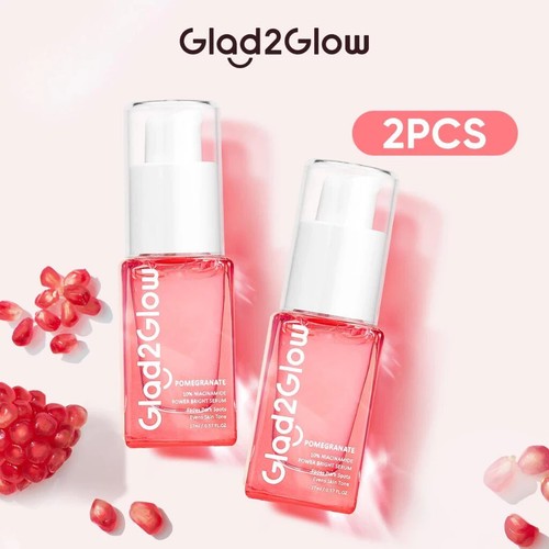 2 Stück GLAD2GLOW GESICHTSSERUM Granatapfel 10% Niacinamid Power Bright White #ND - Bild 1 von 8