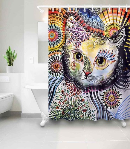 Cheetah Coloured Waterproof Bath Polyester Shower Curtain Liner Water Resistant - Imagen 3 de 8