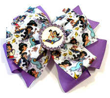 Beautiful Jasmine and Aladdin from Disney's Aladdin Inspired hair bow for girls.