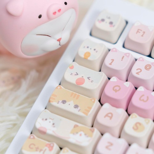 Whimsical Cat-Themed 142-Key Keycap Set for ANSI Layout Mechanical Keyboards - Picture 6 of 9
