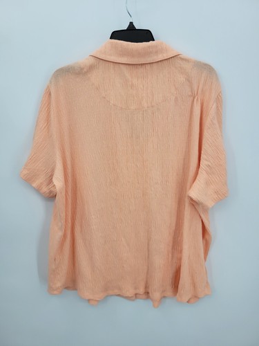 Blusa boho suave envolvente para mujer XL naranja crepé manga corta abotonada - Imagen 2 de 10