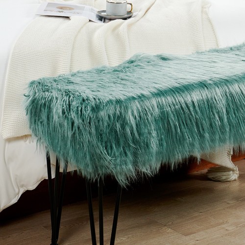 Mongolian Faux Fur Long Bench Ottoman Fluffy Foot Rest Stool/Seat 46 x 16 x 22"H - Picture 69 of 124