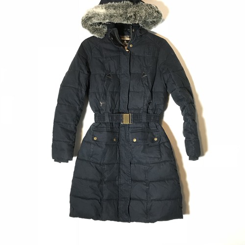 EUC Barbour Dark Navy Fibre Down Parka Faux Fur Ho