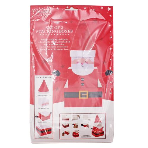 Christmas Gift Boxes 3 Pack Stacking Santa with Hat and Arms - Picture 4 of 4
