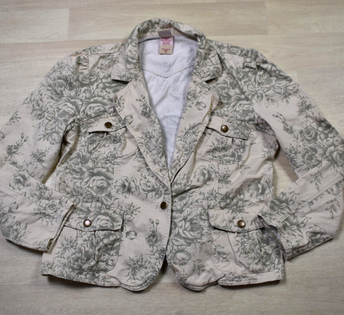 Chaqueta Floral Denim Glory Desteñida Años 90 Y2K Beige Verde Boho Talla 16 De Colección - Imagen 1 de 6