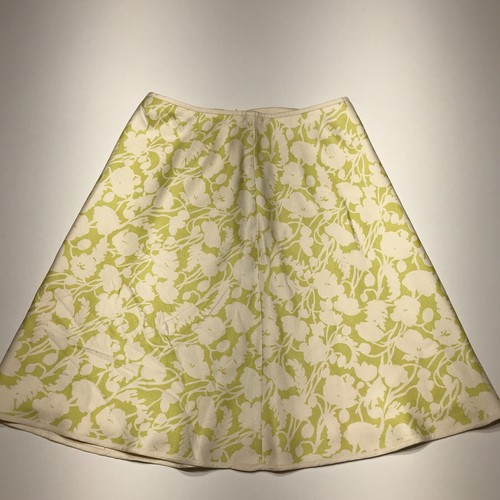 Gonna donna Ann Taylor Petites taglia 2P verde bianca stampa floreale tromba 100% seta - Foto 7 di 12