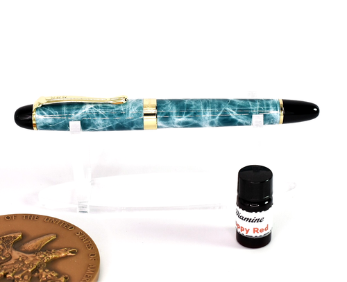 PENNA STILOGRAFICA MALACHITE JINHAO ELITE X450 ACCIAIO CON PENNINO FINE E INCHIOSTRO DIAMANTATO - Foto 2 di 4
