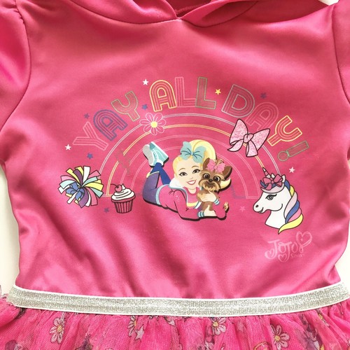 Nickelodeon JoJo Siwa Hooded Tutu Dress Costume Pink Unicorn Size 4/5 - Picture 2 of 9