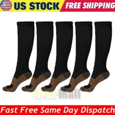 5 Pairs Black Energy Knee High Compression Socks Relieve Pain, S,M L/XL XXL