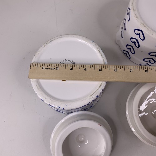 Juego de dos latas pintadas a mano azul y blanco de dos osos cerámica amorosa - Imagen 11 de 11