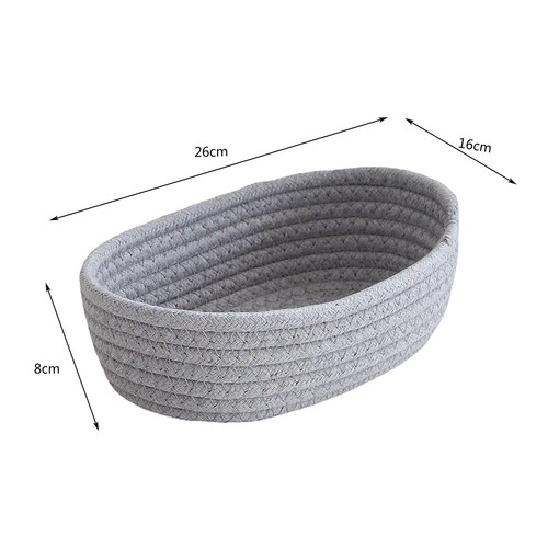 Woven Basket Mini Storage Basket Cute Small Cotton Rope Basket Oval Hamper Decor - Imagen 6 de 32