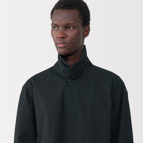 Abrigo MUJI Labo Para Hombres Algodón de Alta Densidad Pecho Único Negro FedEx - Imagen 6 de 12