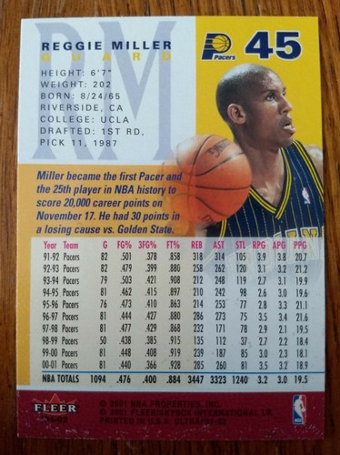 REGGIE MILLER, 2001-02 FLEER ULTRA #45 - 第 2/2 張圖片