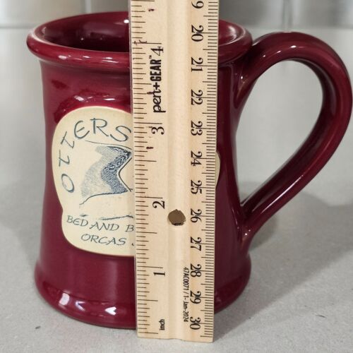 Deneen Pottery Otters Pond Bed & Breakfast Orcas Island Burgundy Mug Cup - Picture 9 of 9