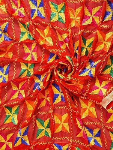 Women Dupatta Chunni Phulkari Hand Embroidery Wedding Party Wear Hijab Gifts - Picture 3 of 20