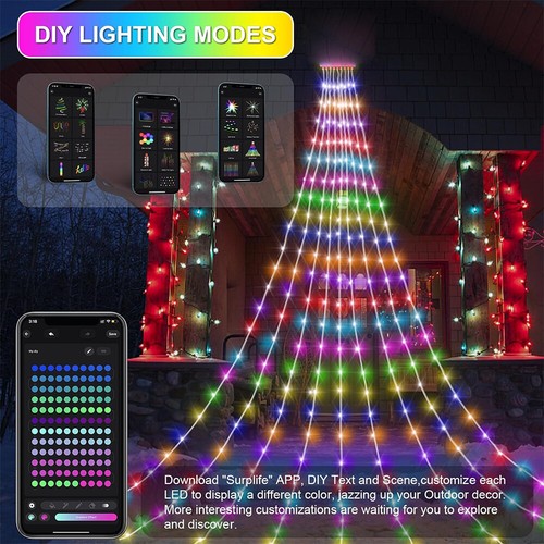 Christmas Tree String Lights 160 LED Waterfall Color Changing for Indoor Outdoor - Picture 8 of 14