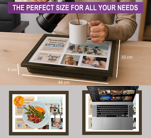 PERSONALISED LAP TRAY WOODEN SOFT PADDED BEAN BAG CUSHIONED DINNER LAPTOP FOOD - Picture 45 of 45
